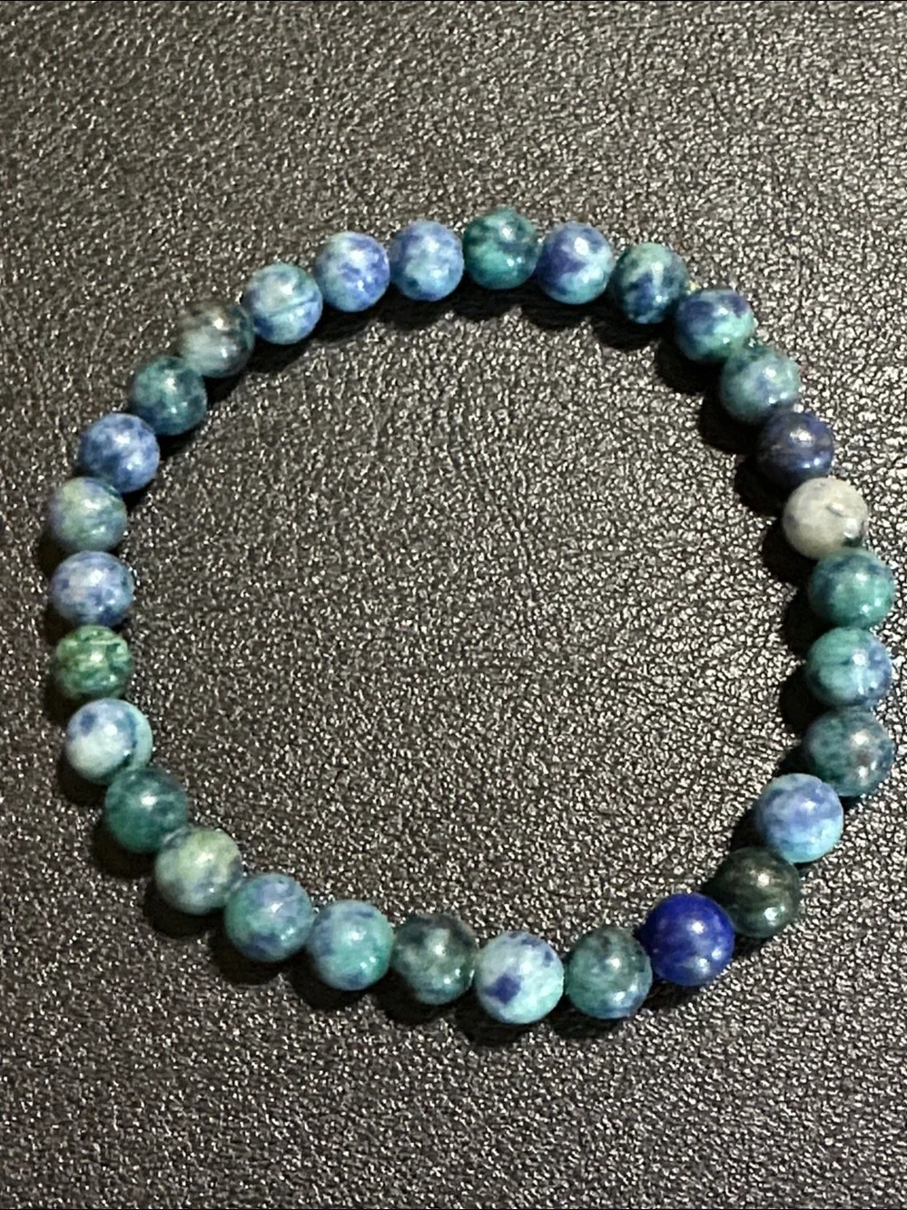 Azurite Malachite K2 Jasper Natural Stone Beaded Stretch Bracelet - 6.5mm